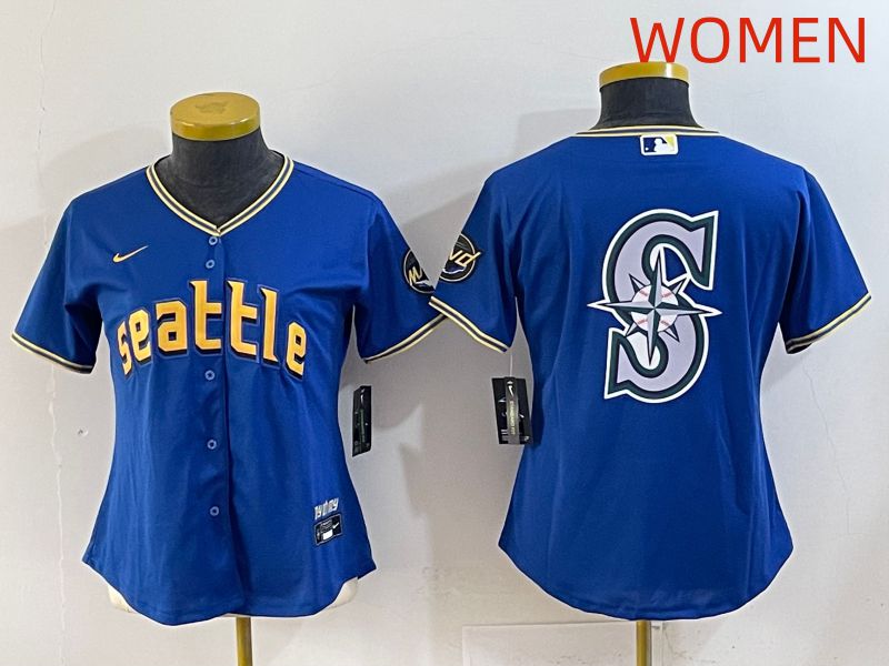 Women 2025 Seattle Mariners Blank Blue City Edition Nike MLB Jersey style 6